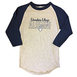 Navy and gray baseball tee with Cougar Paw